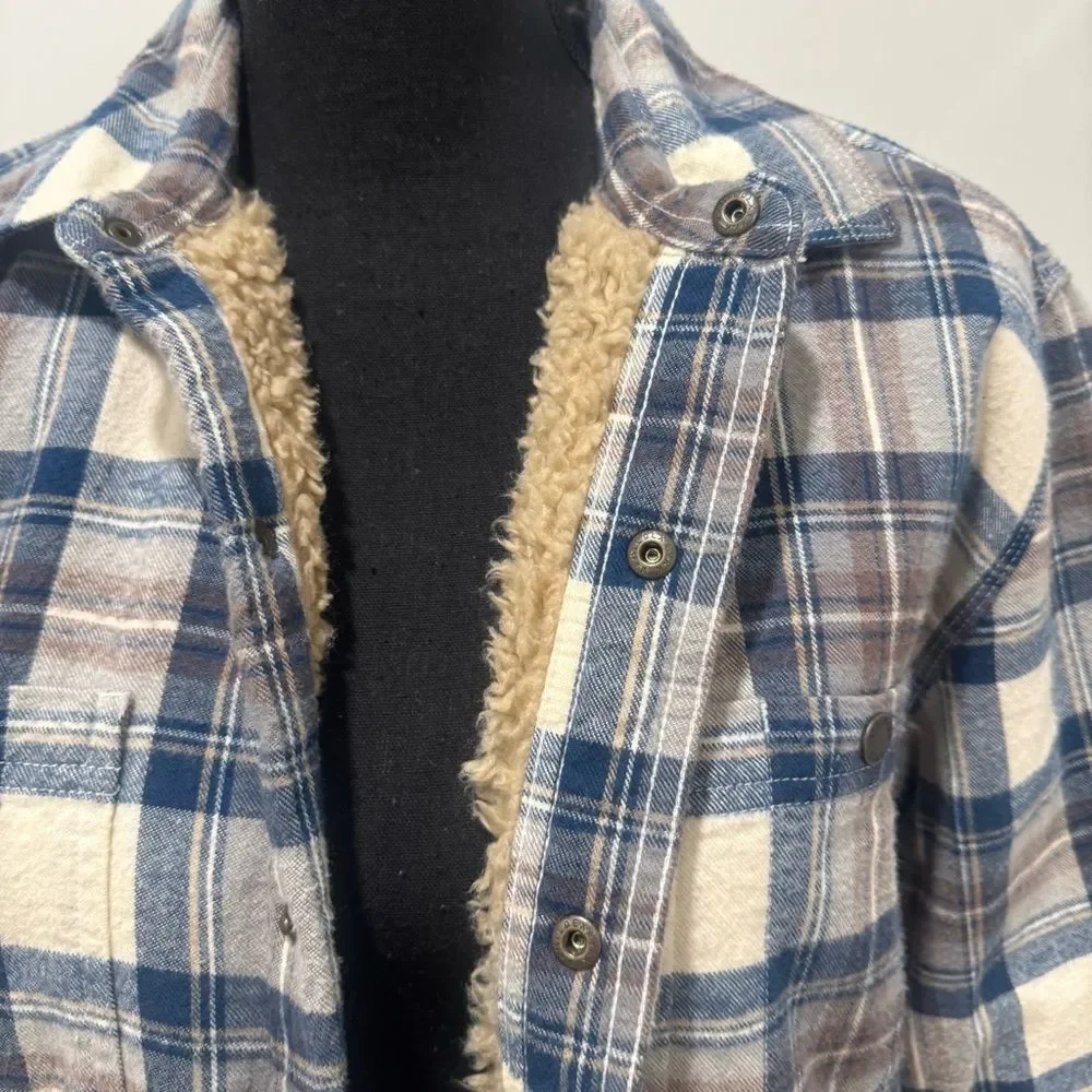 Men's Sherpa-Lined Scotch Plaid Shirt, Slightly Fitted